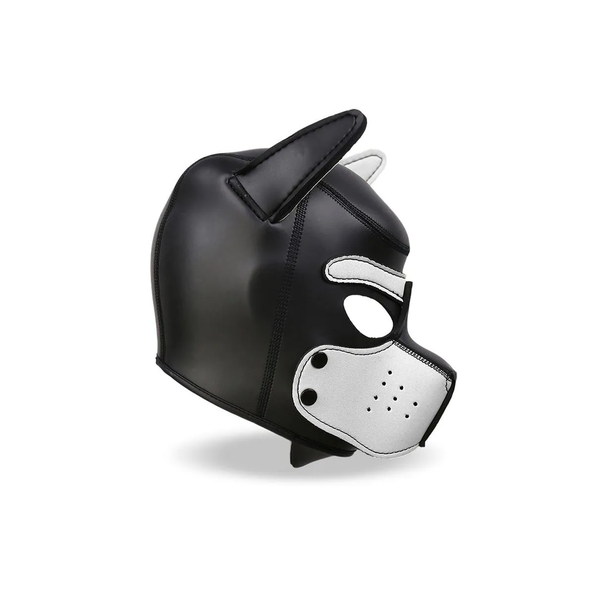 Hound Neopren-Hundekapuze mit Abnehmbarer Schnauze Weiss/Schwarz Einheitsgrösse von Intoyou BDSM Line | Fesselliebe.de