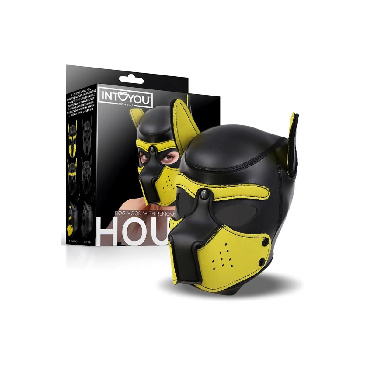 Hound Neopren Hundehund Abnehmbarer Maulkorb Schwarz/Gelb Einheitsgrösse von Intoyou BDSM Line | Fesselliebe.de
