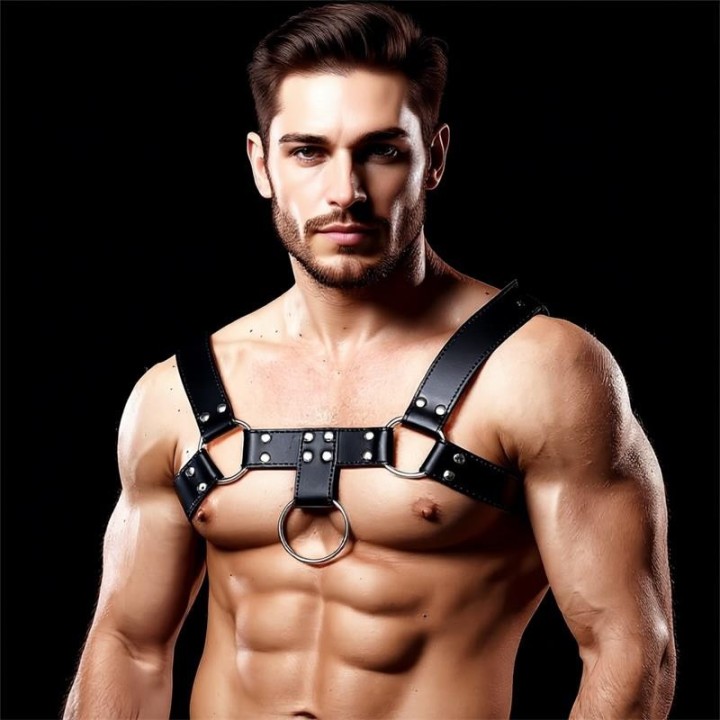 Domine Männlicher Brust-Bondage-Harness aus Veganem Leder von Intoyou BDSM Line | Fesselliebe.de
