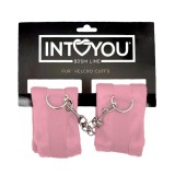 Handschellen mit Klettverschluss und Langem Fell, Rosa von Intoyou BDSM Line | Fesselliebe.de