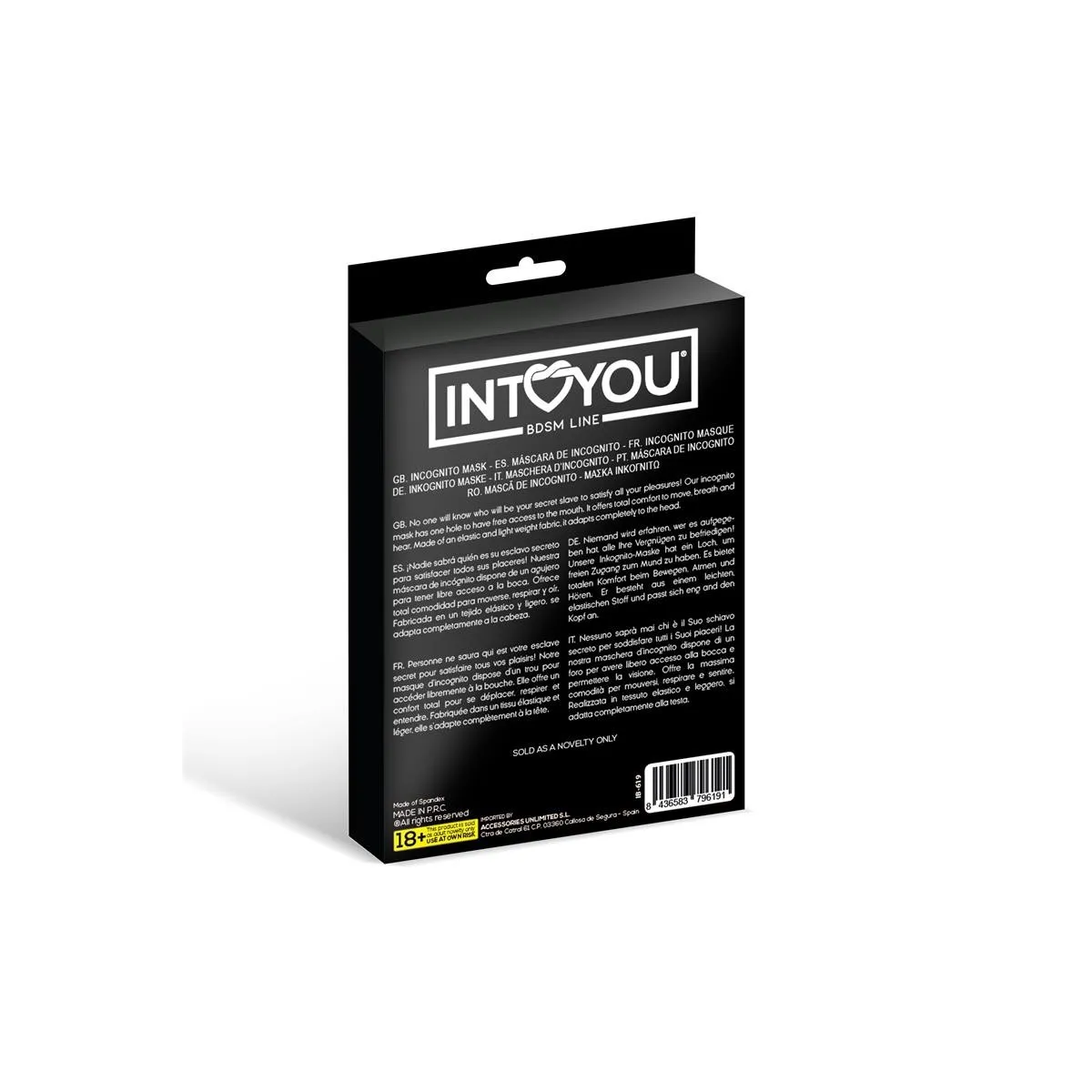 Lilith Incognito-Maske mit Öffnung Im Mund und Augen, Farbig von Intoyou BDSM Line | Fesselliebe.de