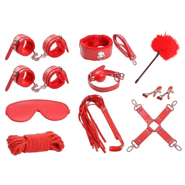 Bondage-Set 10-Teilig Rot von Intoyou BDSM Line | Fesselliebe.de