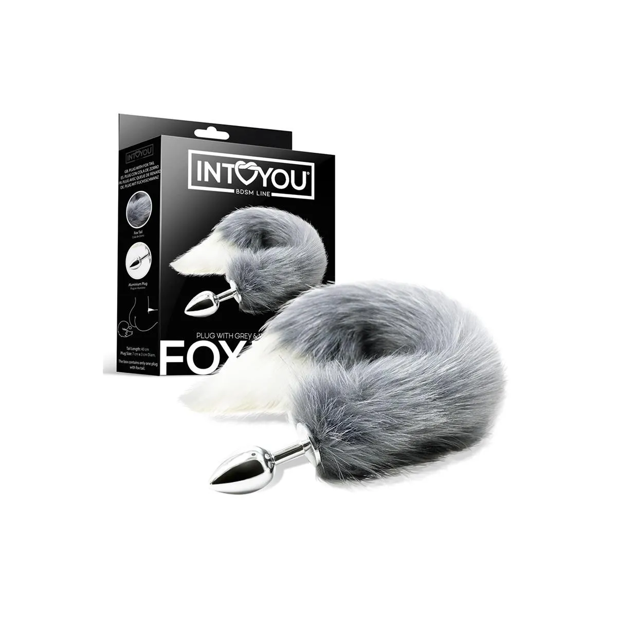 Analplug mit Grau-Weissem Fuchsschwanz von Intoyou BDSM Line | Fesselliebe.de