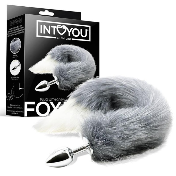 Analplug mit Grau-Weissem Fuchsschwanz von Intoyou BDSM Line | Fesselliebe.de