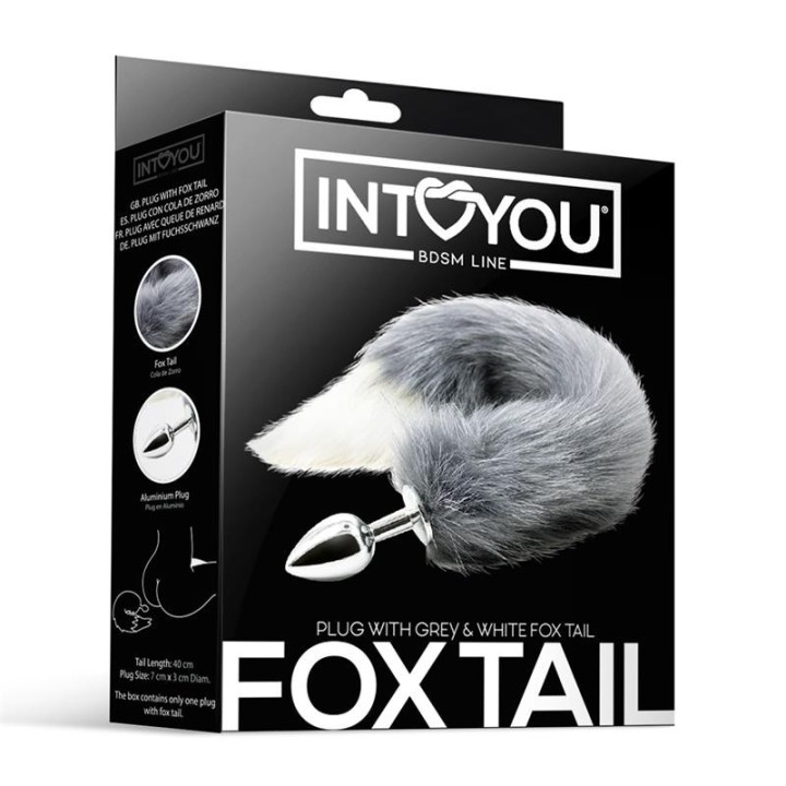 Analplug mit Grau-Weissem Fuchsschwanz von Intoyou BDSM Line | Fesselliebe.de