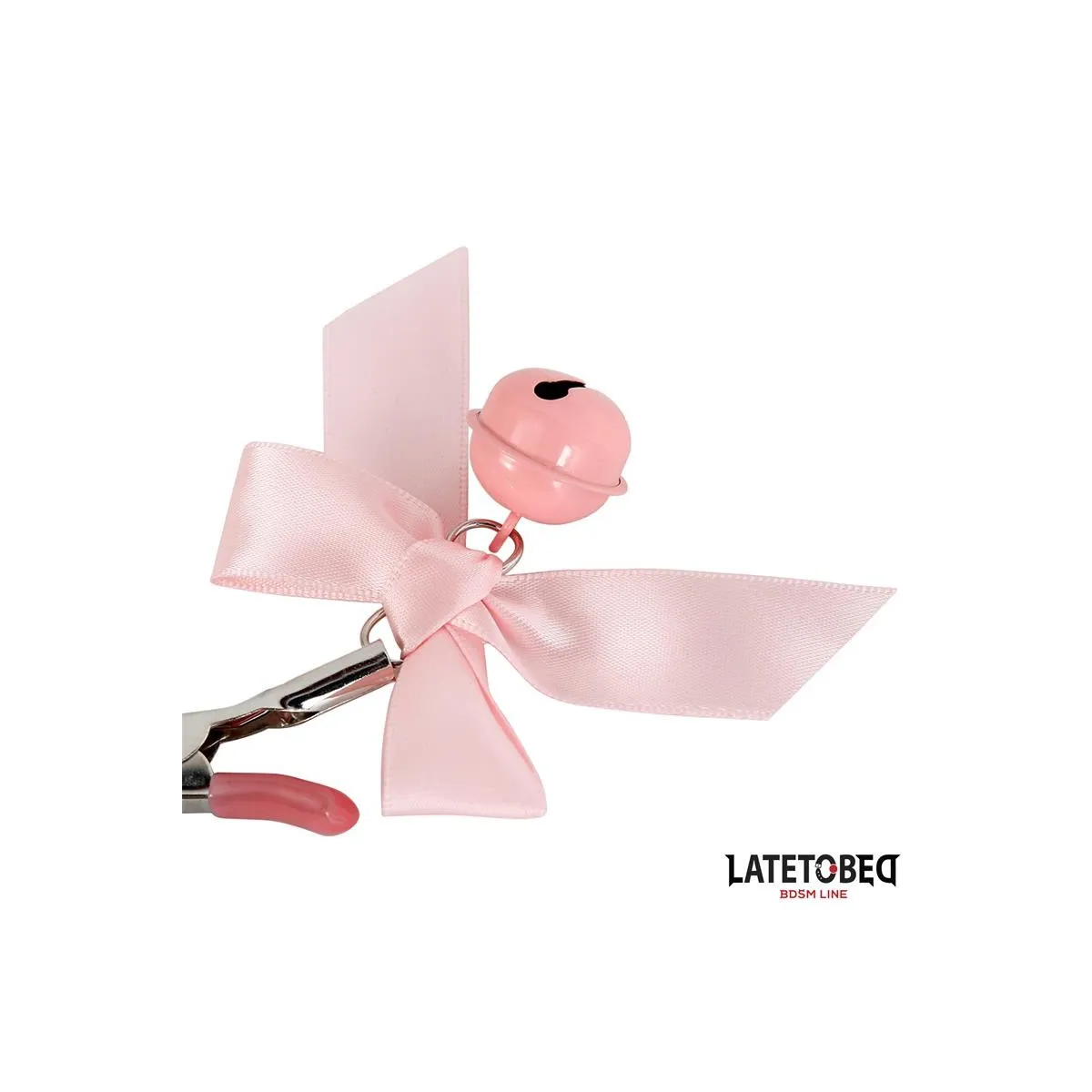 Rosa Nippelklemmen mit Schleife und Glöckchen von Latetobed BDSM Line | Fesselliebe.de