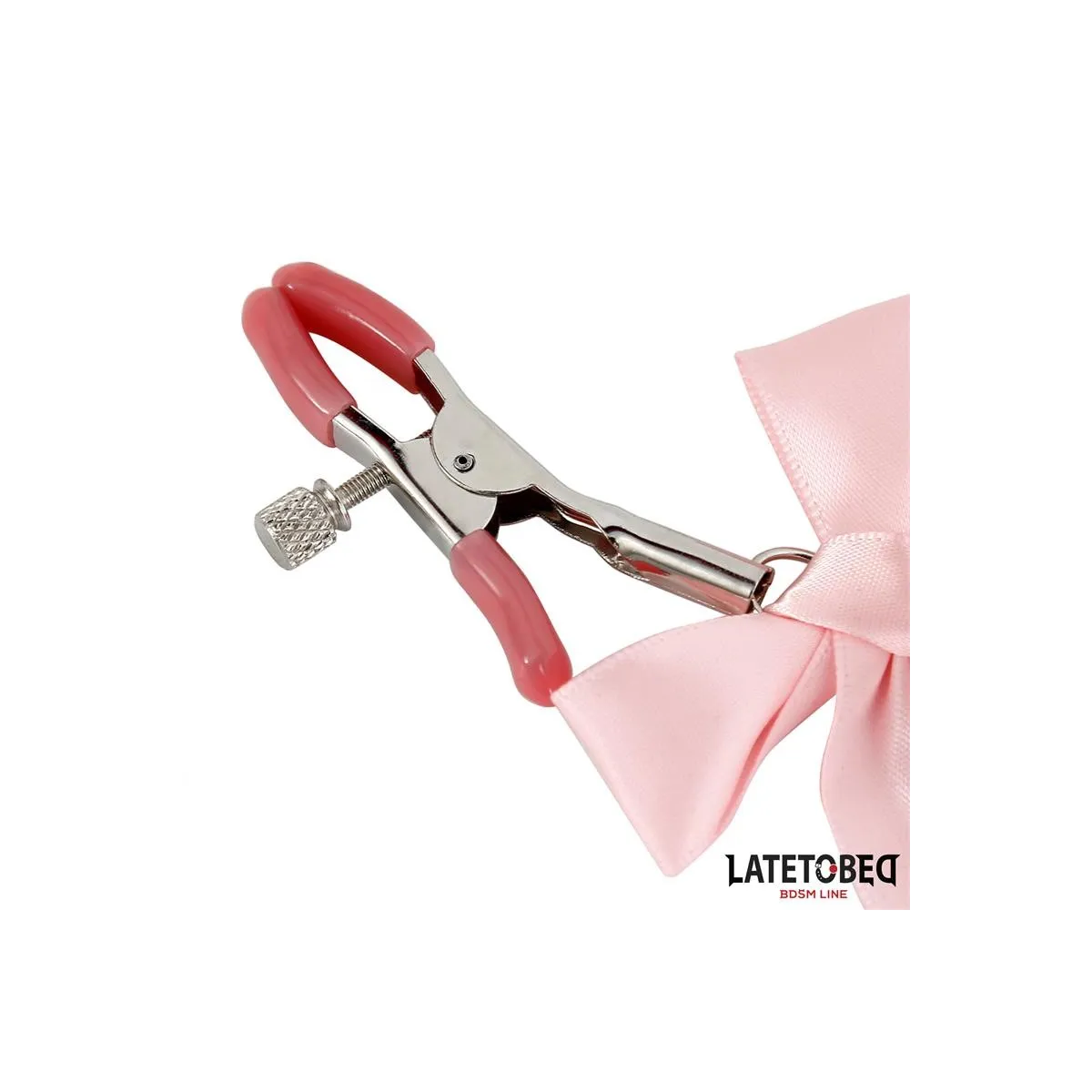 Rosa Nippelklemmen mit Schleife und Glöckchen von Latetobed BDSM Line | Fesselliebe.de