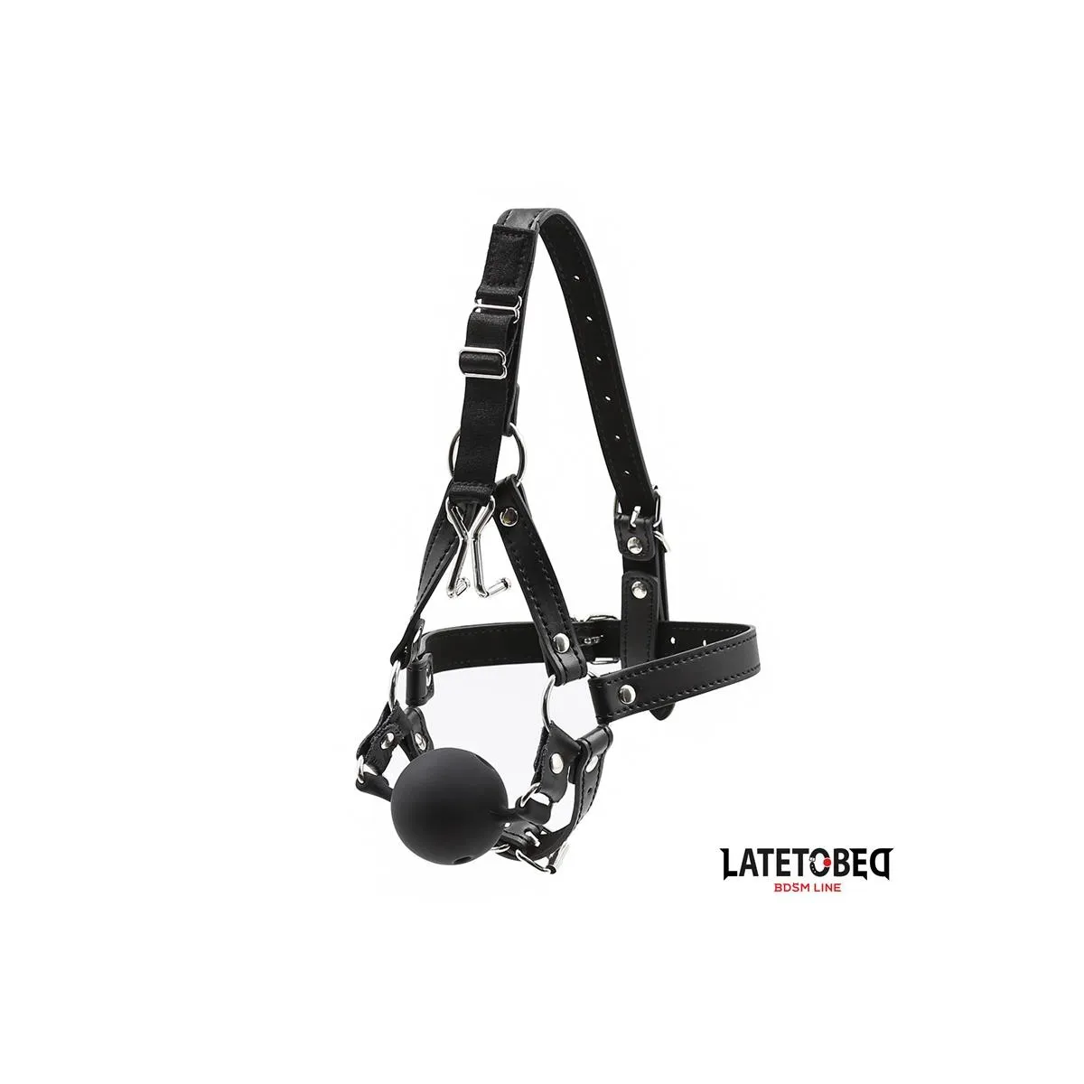 Kopfgeschirr mit Ballknebel und Nasenhaken von Latetobed BDSM Line | Fesselliebe.de
