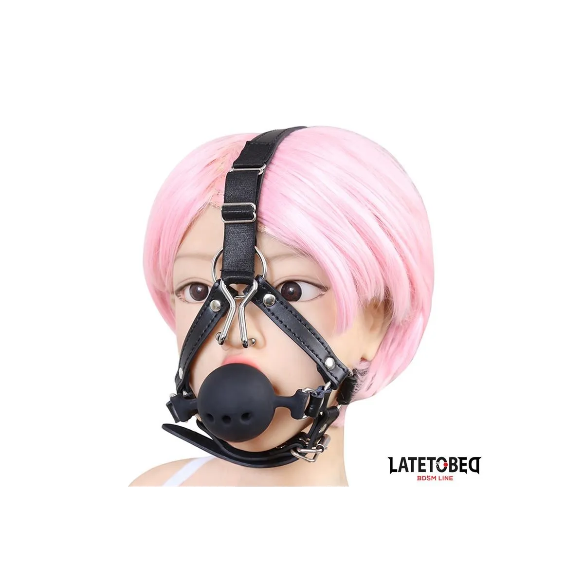 Kopfgeschirr mit Ballknebel und Nasenhaken von Latetobed BDSM Line | Fesselliebe.de