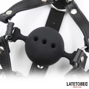 Kopfgeschirr mit Ballknebel und Nasenhaken von Latetobed BDSM Line