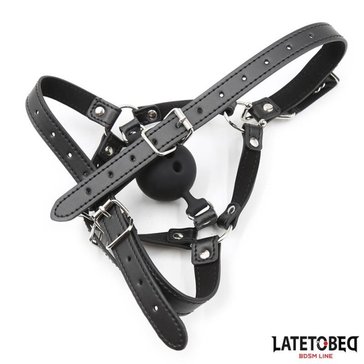 Kopfgeschirr mit Ballknebel und Nasenhaken von Latetobed BDSM Line | Fesselliebe.de