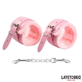 Premium-Handfesseln mit Fellfutter, Rosa von Latetobed BDSM Line | Fesselliebe.de