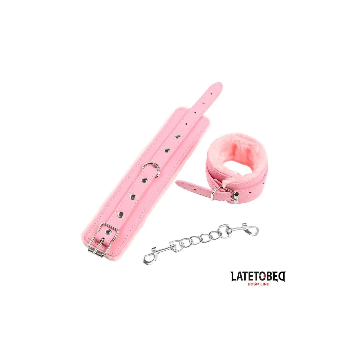Premium-Handfesseln mit Fellfutter, Rosa von Latetobed BDSM Line | Fesselliebe.de