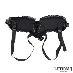 Spitzenrand-Umschnall-Dildo mit Silikonring von Latetobed BDSM Line