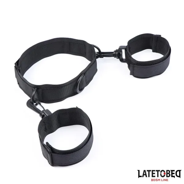 Halsband mit Handfesseln, Nylon von Latetobed BDSM Line | Fesselliebe.de