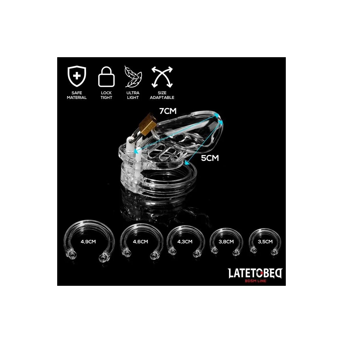 Keuschheitskäfig für Den Penis, Kurz, Transparent von Latetobed BDSM Line | Fesselliebe.de