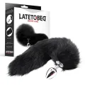 Metall-Analplug Foxy Tail Velvet Touch 40 cm Schwarz von Latetobed BDSM Line