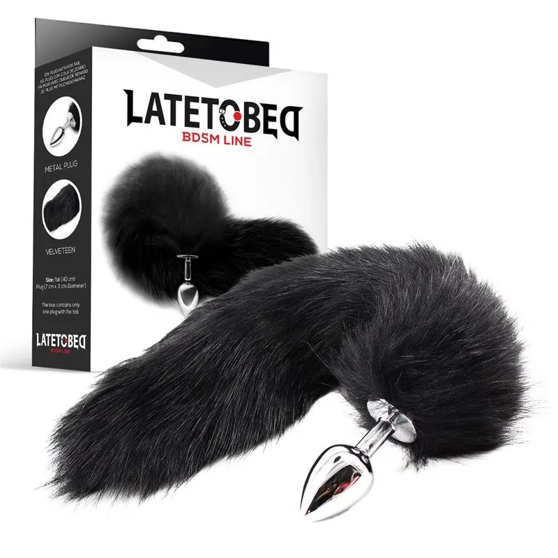 Metall-Analplug Foxy Tail Velvet Touch 40 cm Schwarz von Latetobed BDSM Line | Fesselliebe.de