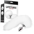Metall-Analplug mit Fuchsschwanz Velvet Touch 40 cm Weiss von Latetobed BDSM Line