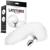 Metall-Analplug mit Fuchsschwanz Velvet Touch 40 cm Weiss von Latetobed BDSM Line | Fesselliebe.de