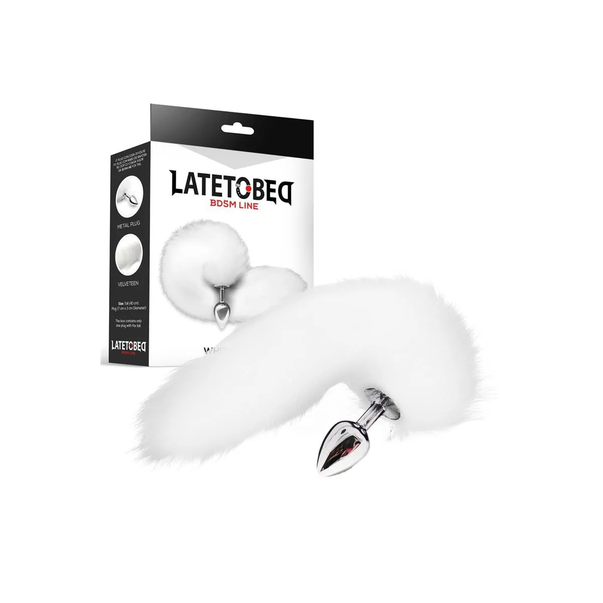 Metall-Analplug mit Fuchsschwanz Velvet Touch 40 cm Weiss von Latetobed BDSM Line | Fesselliebe.de