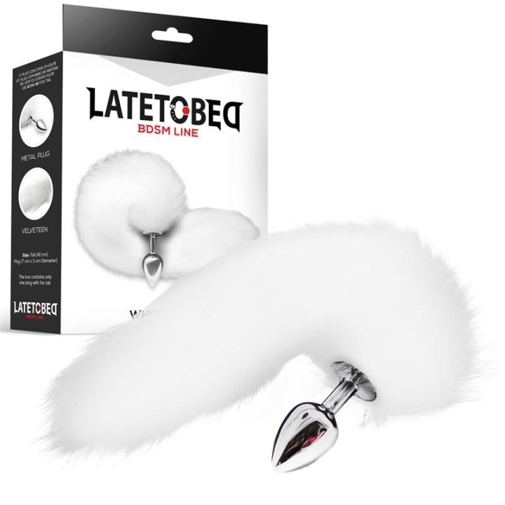 Metall-Analplug mit Fuchsschwanz Velvet Touch 40 cm Weiss von Latetobed BDSM Line | Fesselliebe.de