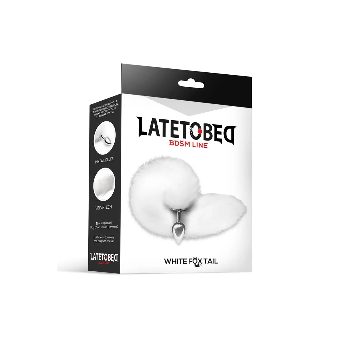 Metall-Analplug mit Fuchsschwanz Velvet Touch 40 cm Weiss von Latetobed BDSM Line | Fesselliebe.de
