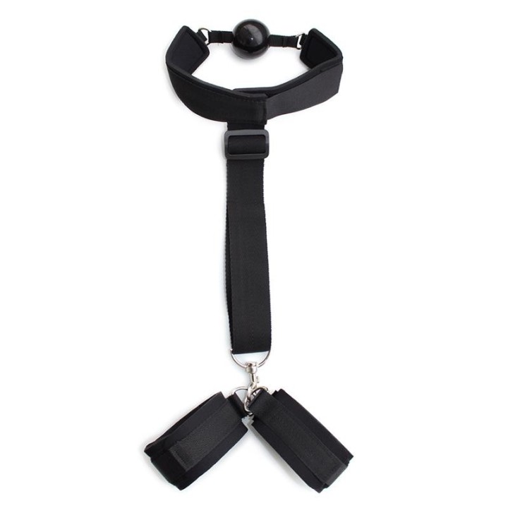 Knebelball mit Handschellen, Schwarz von Latetobed BDSM Line | Fesselliebe.de
