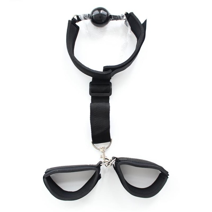 Knebelball mit Handschellen, Schwarz von Latetobed BDSM Line | Fesselliebe.de