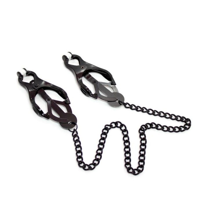 Japanische Nippelklemmen mit Kette Schwarz von Latetobed BDSM Line | Fesselliebe.de