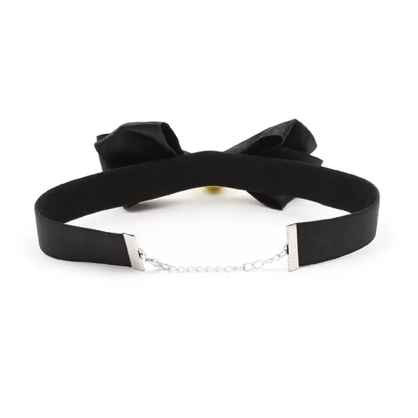Halsband mit Schleife und Glöckchen, 29 cm, Grösse M, Schwarz von Latetobed BDSM Line | Fesselliebe.de