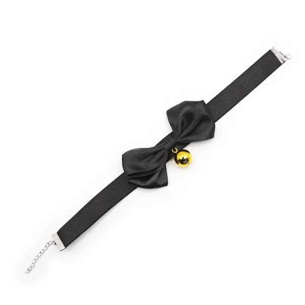 Halsband mit Schleife und Glöckchen, 29 cm, Grösse M, Schwarz von Latetobed BDSM Line | Fesselliebe.de