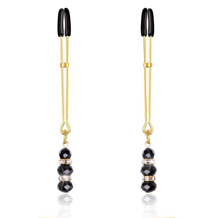 Nippelklemmen mit Glasperlen, Golden von Latetobed BDSM Line | Fesselliebe.de