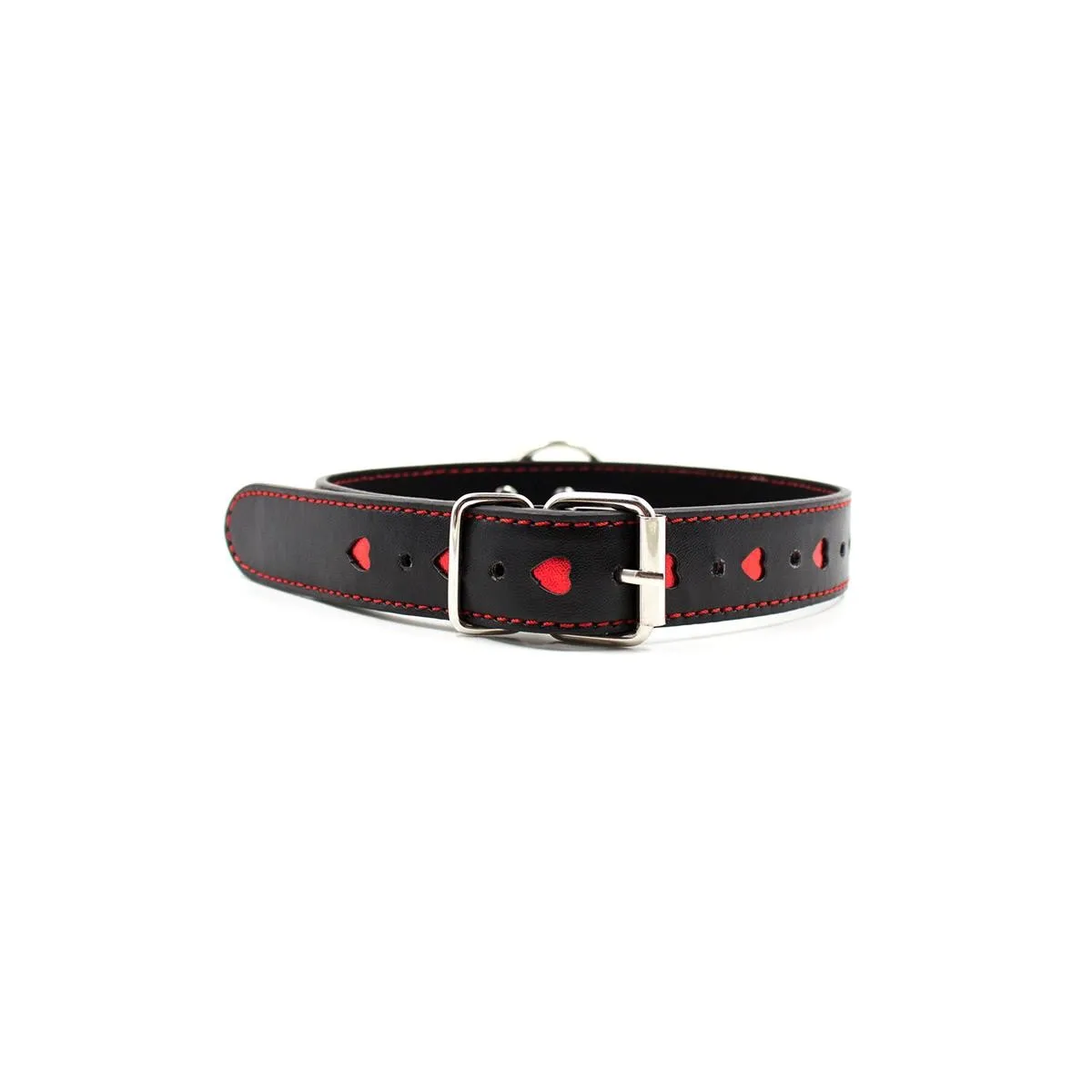 Halsband mit Metallleine, Schwarz/Rot von Latetobed BDSM Line | Fesselliebe.de