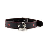 Halsband mit Metallleine, Schwarz/Rot von Latetobed BDSM Line | Fesselliebe.de