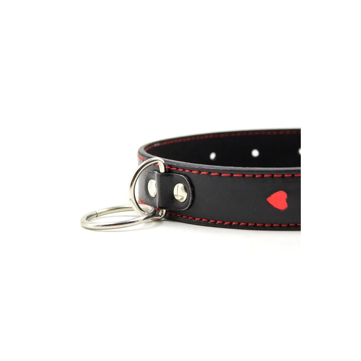 Halsband mit Metallleine, Schwarz/Rot von Latetobed BDSM Line | Fesselliebe.de