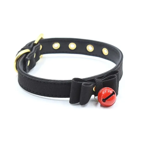 Halsband mit Schleife und Rasseln 44 cm Schwarz/Rot von Latetobed BDSM Line | Fesselliebe.de