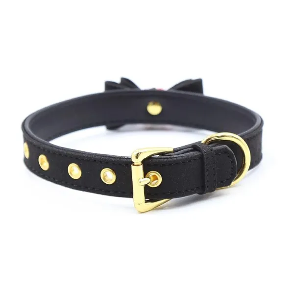 Halsband mit Schleife und Rasseln 44 cm Schwarz/Rot von Latetobed BDSM Line | Fesselliebe.de