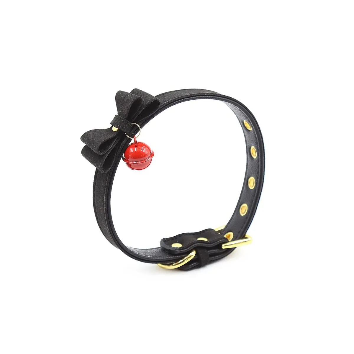 Halsband mit Schleife und Rasseln 44 cm Schwarz/Rot von Latetobed BDSM Line | Fesselliebe.de