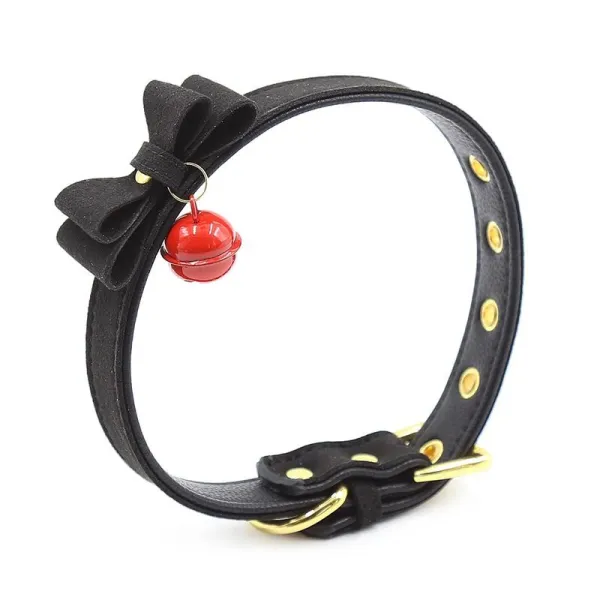 Halsband mit Schleife und Rasseln 44 cm Schwarz/Rot von Latetobed BDSM Line | Fesselliebe.de