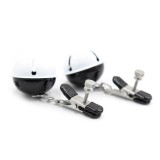 Nippelklemmen mit Glocke Schwarz/Weiss von Latetobed BDSM Line | Fesselliebe.de