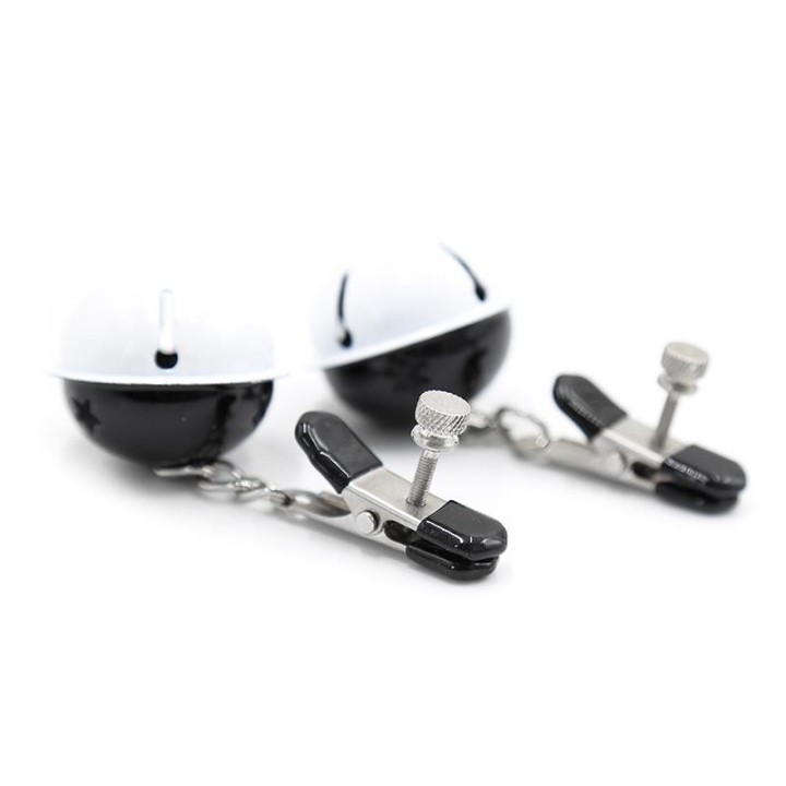 Nippelklemmen mit Glocke Schwarz/Weiss von Latetobed BDSM Line | Fesselliebe.de