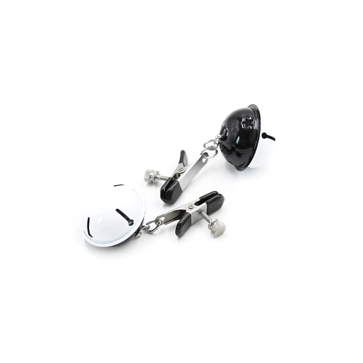 Nippelklemmen mit Glocke Schwarz/Weiss von Latetobed BDSM Line | Fesselliebe.de
