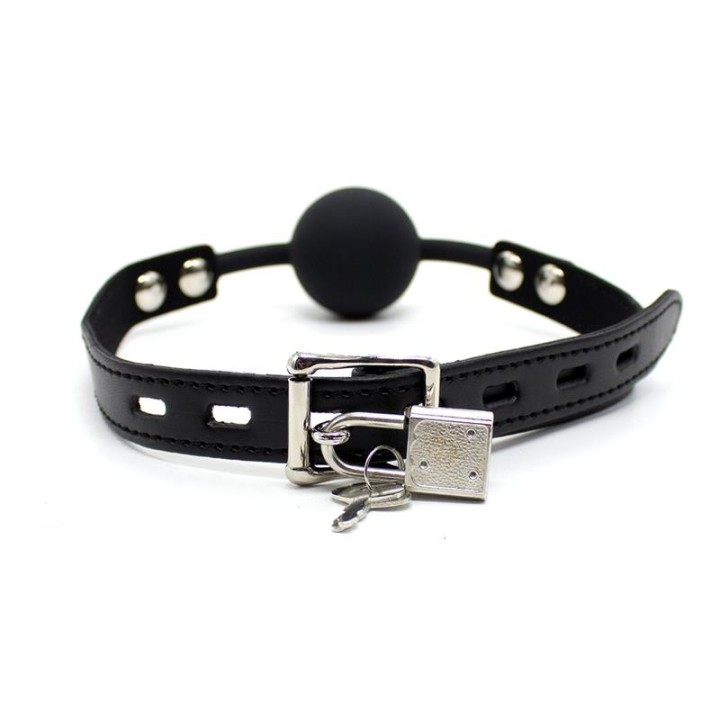 Silicona Ballknebel 4 cm mit Vorhängeschloss Schwarz von Latetobed BDSM Line | Fesselliebe.de