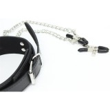 Halsband mit Nippelklemmen und Metallkette, Schwarz von Latetobed BDSM Line | Fesselliebe.de
