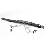 Halsband mit Nippelklemmen und Metallkette, Schwarz von Latetobed BDSM Line | Fesselliebe.de