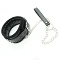 Halsband mit Metallleine und Gepolstertem Innenfutter Schwarz von Latetobed BDSM Line