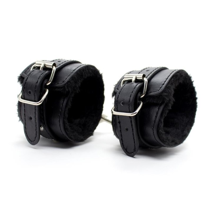 Verstellbare Handfesseln mit Fellfutter, 30 cm, Schwarz von Latetobed BDSM Line | Fesselliebe.de