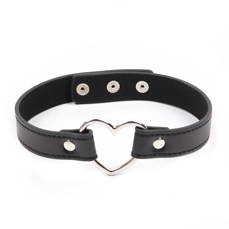 Halsband mit Herzförmigem Bügel, Verstellbar, 41,5 cm, Schwarz von Latetobed BDSM Line | Fesselliebe.de