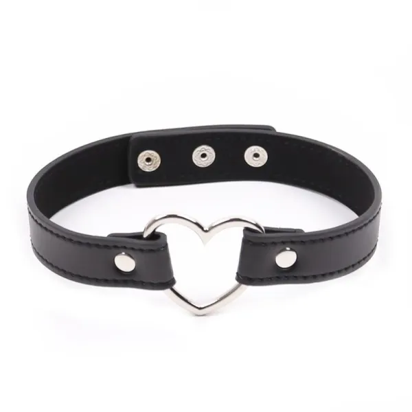 Halsband mit Herzförmigem Bügel, Verstellbar, 41,5 cm, Schwarz von Latetobed BDSM Line | Fesselliebe.de